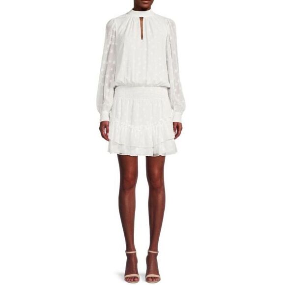 RAMY BROOK Sashah Star Pattern Blouson Dress in White NWT Size Small - Picture 1 of 6